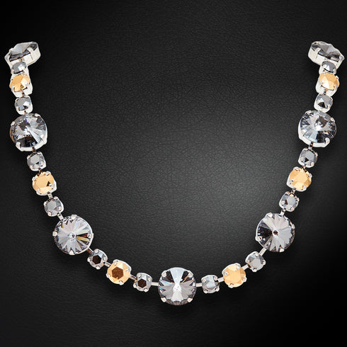 Kāzu kaklarota "Vorteks (Nightfall / Jet Hematite / Aurum)" ar Preciosa™ kristāliem